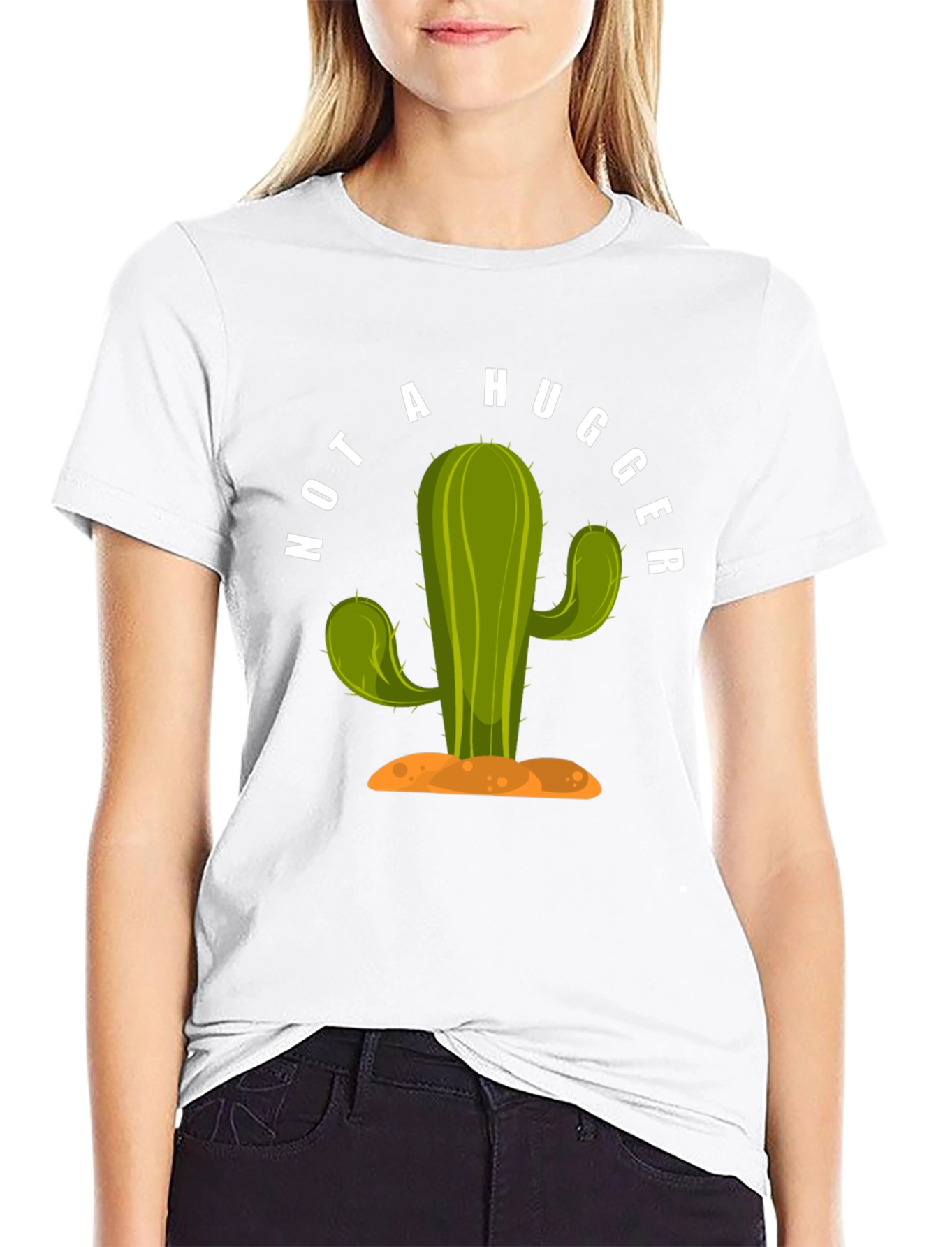 Not A Hugger Cactus Graphic T-Shirt
