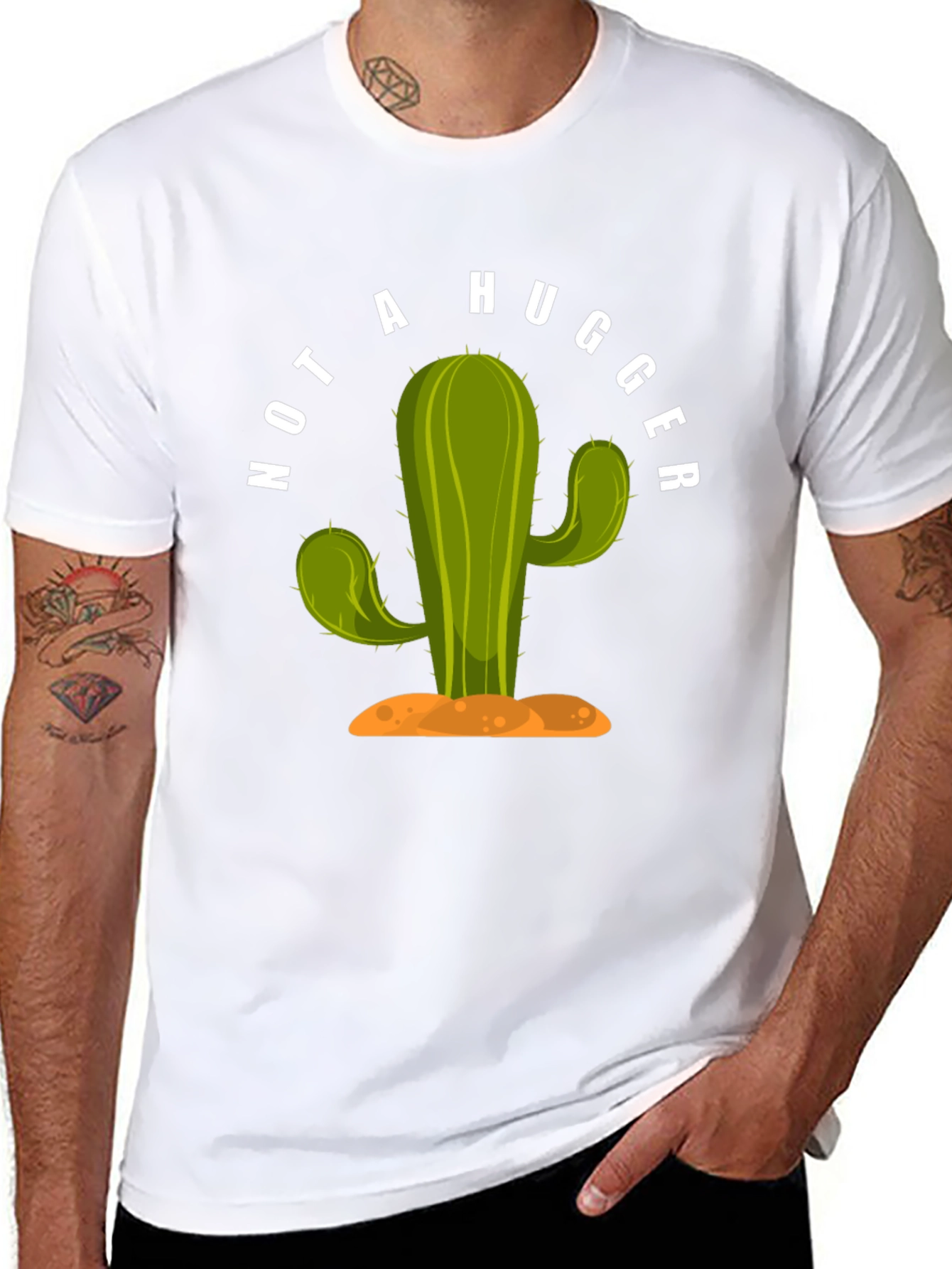 Not A Hugger Cactus Graphic T-Shirt