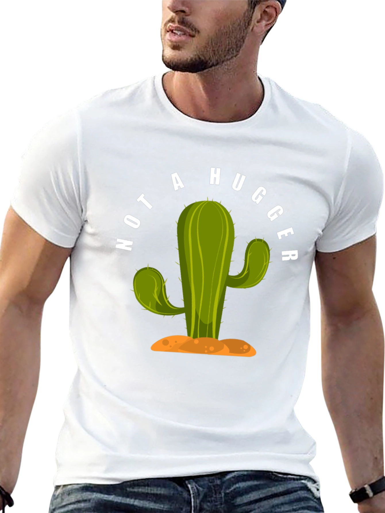 Not A Hugger Cactus Graphic T-Shirt