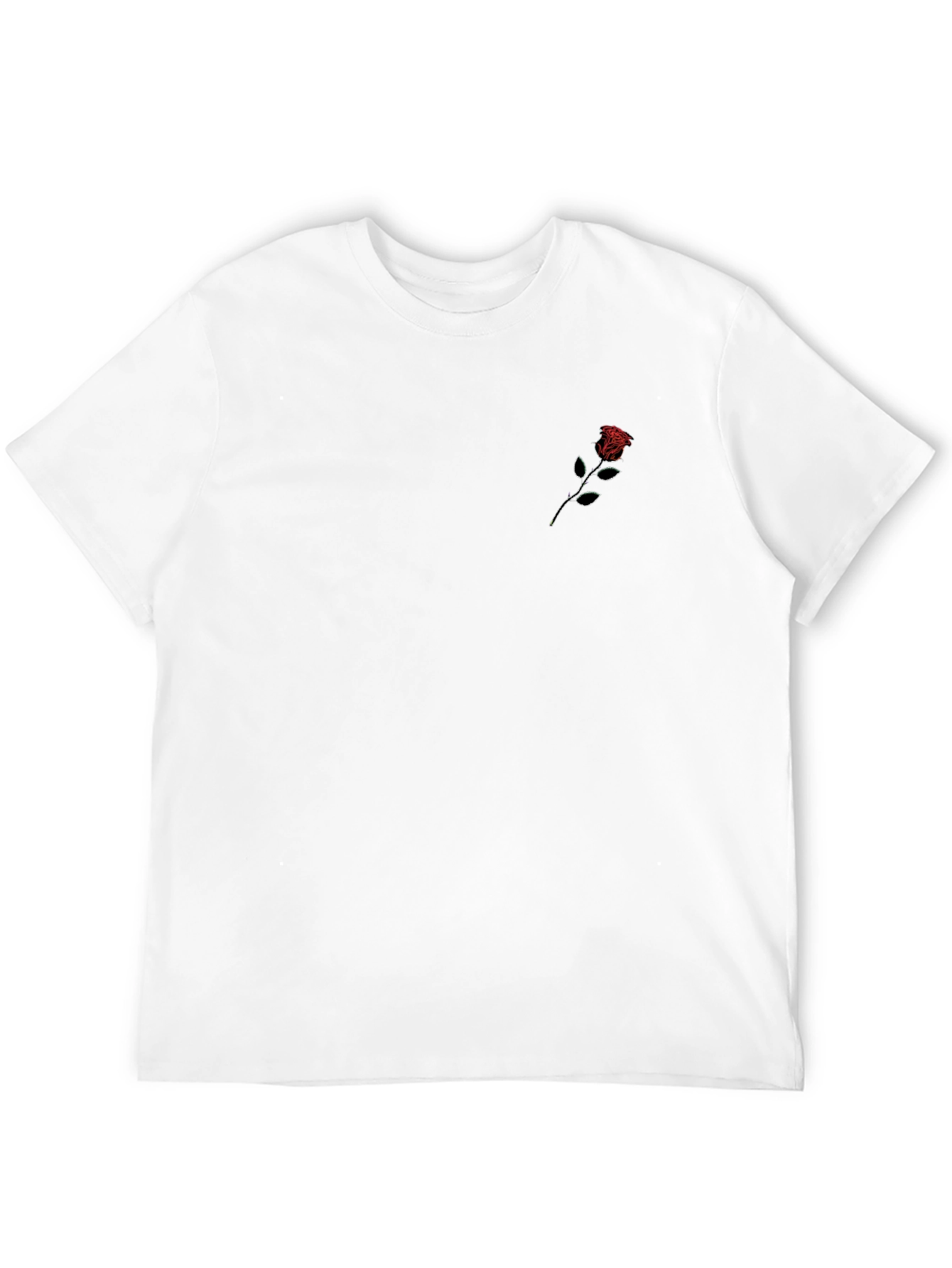 Rose Embroidered Black T-Shirt