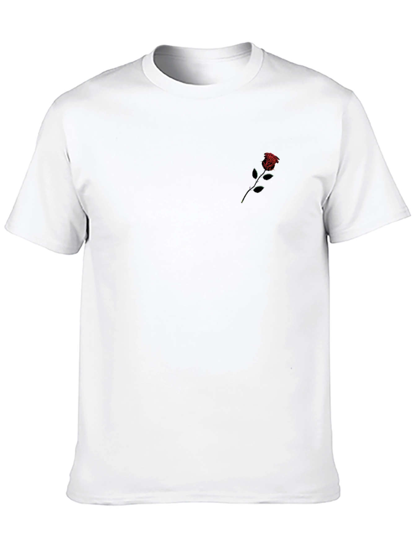 Rose Embroidered Black T-Shirt