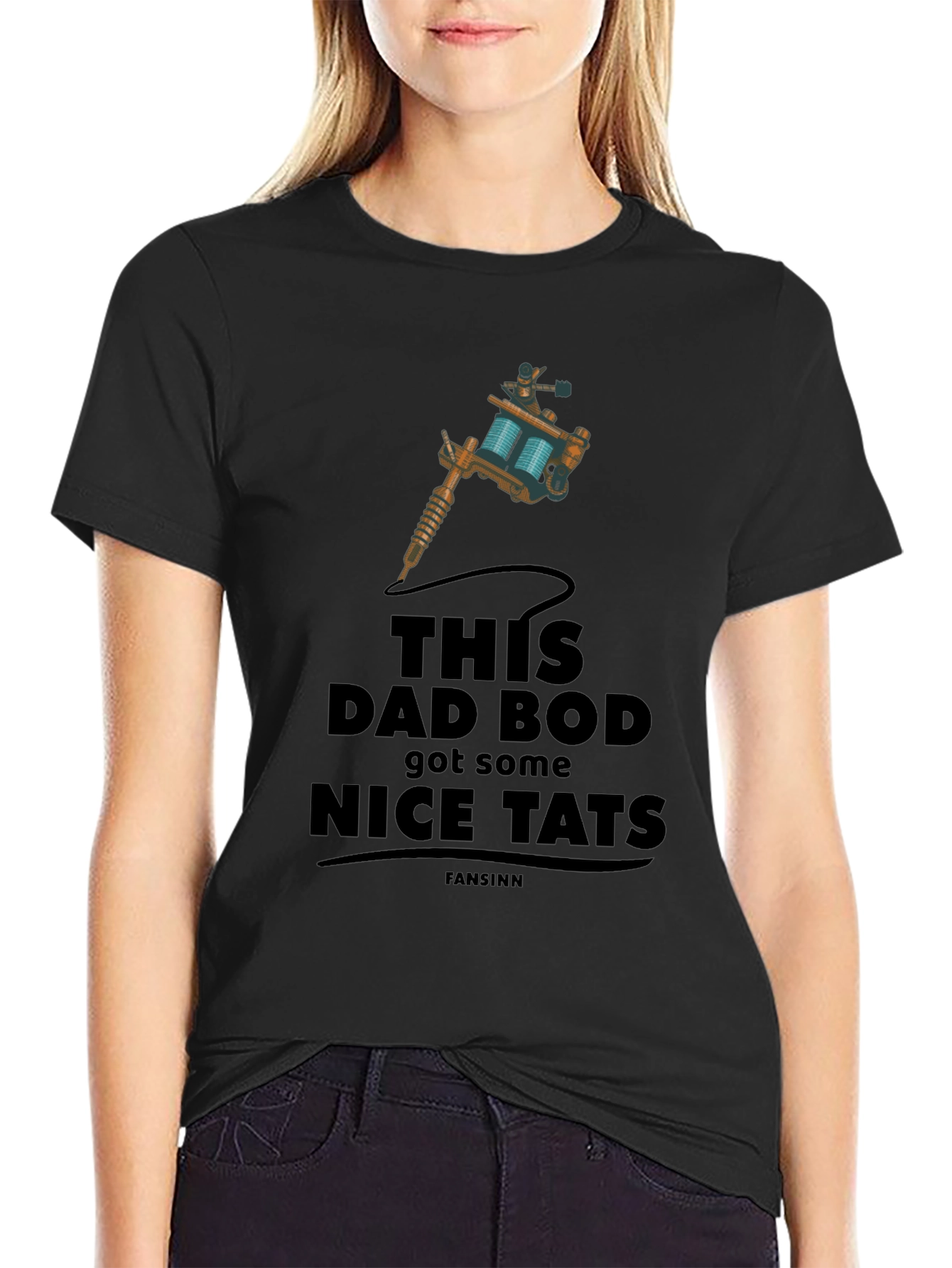 Dad Bod Nice Tats Tattoo Machine Graphic T-Shirt
