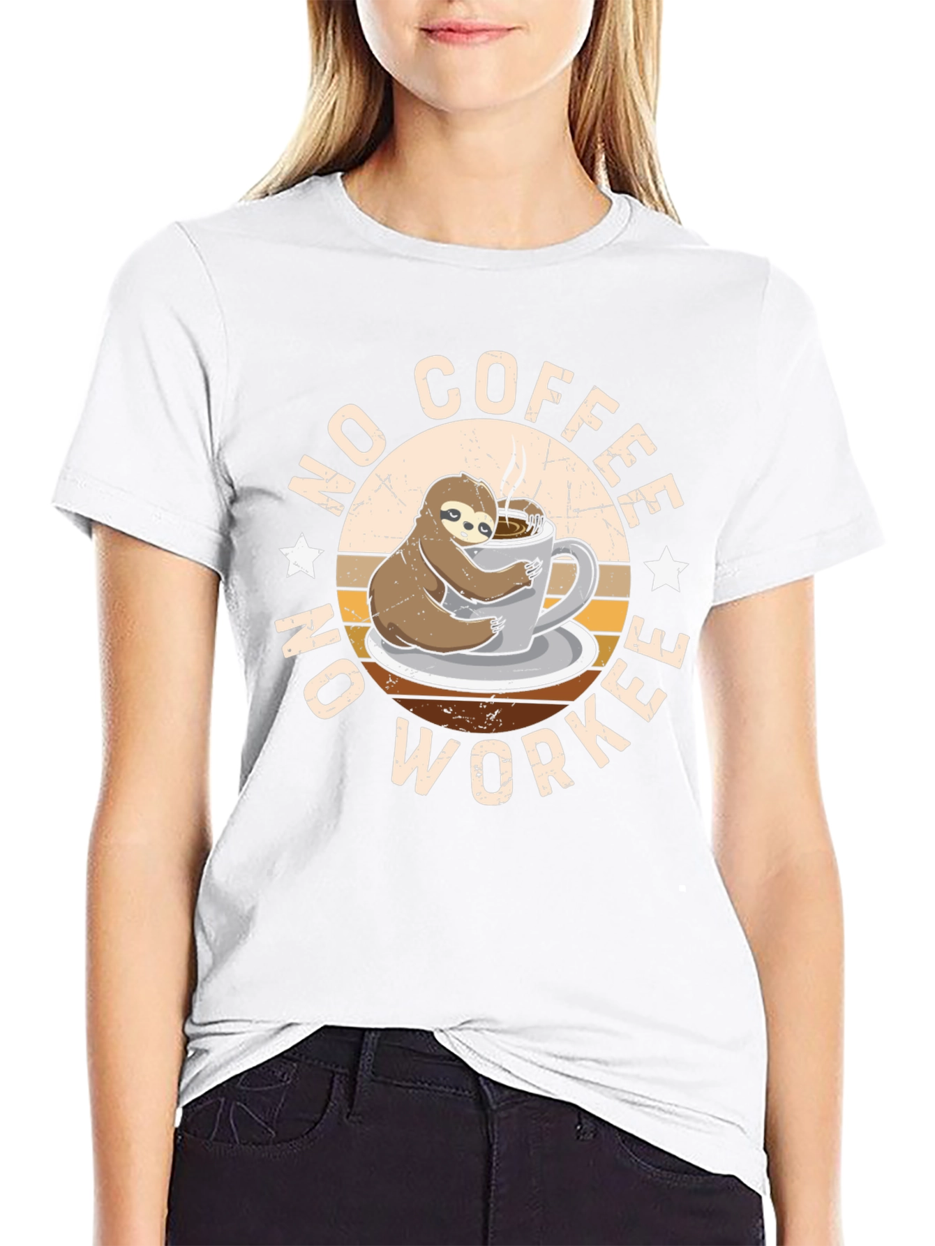 No Coffee No Workee T-Shirt Sloth Graphic Tee