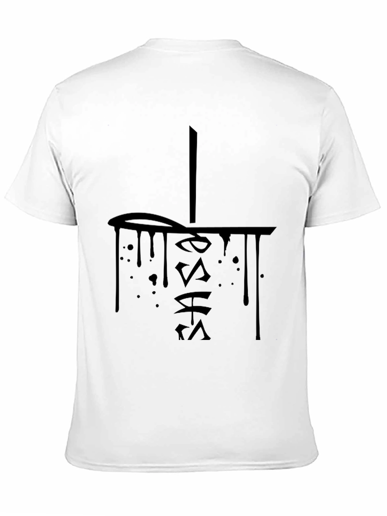 Edgy Black Graphic Tee - Dripping Ink Style