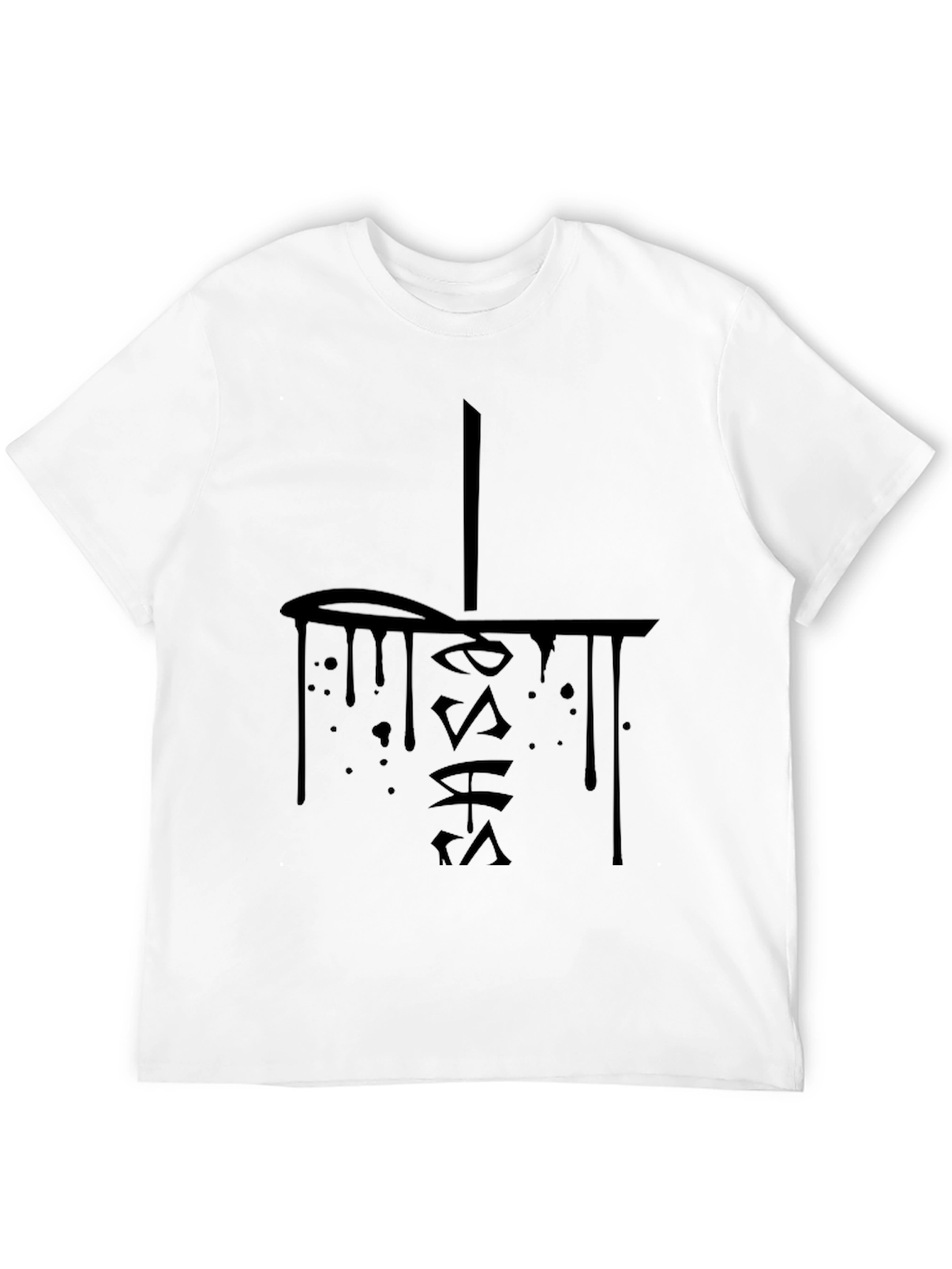 Edgy Black Graphic Tee - Dripping Ink Style