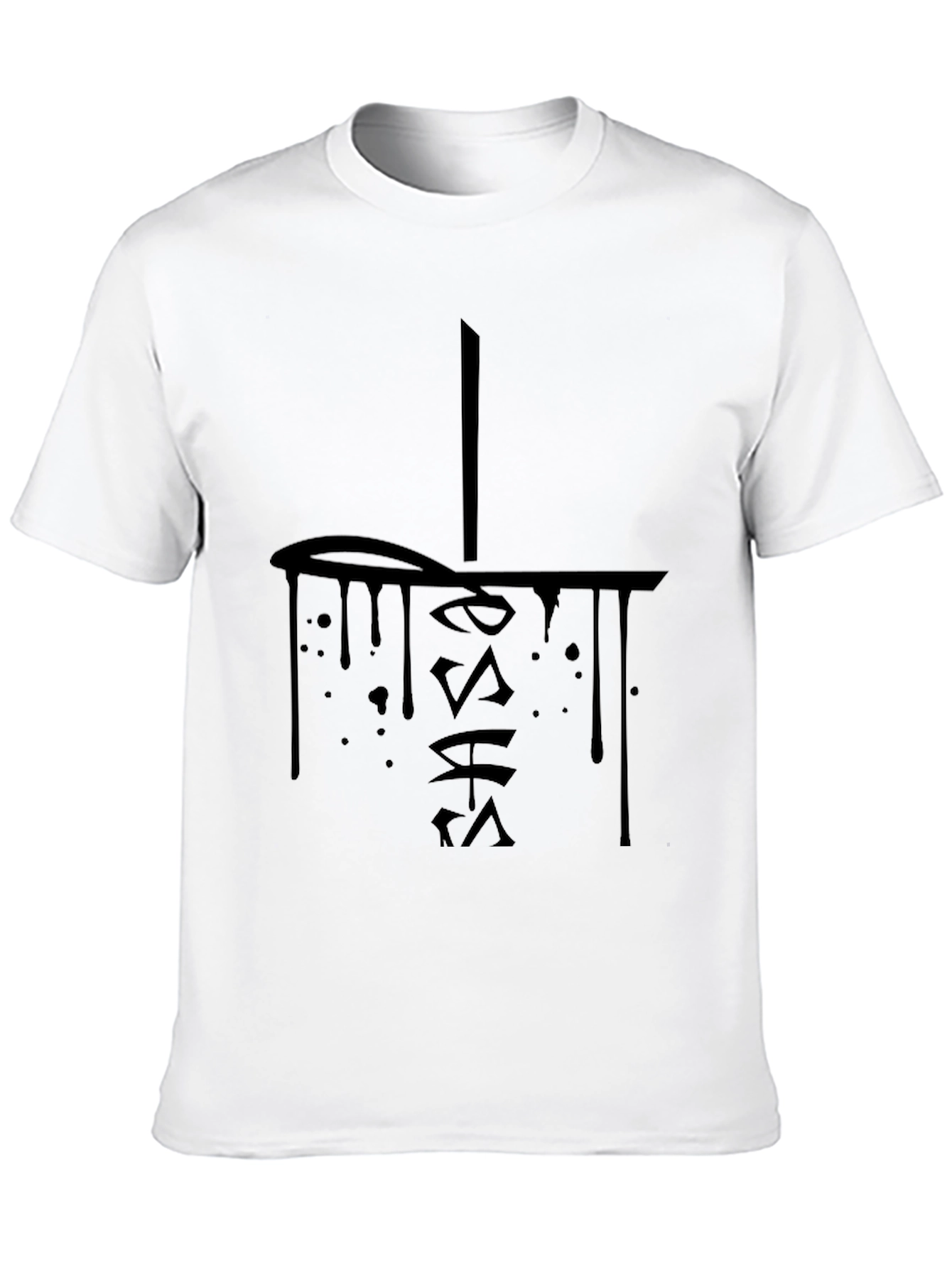 Edgy Black Graphic Tee - Dripping Ink Style