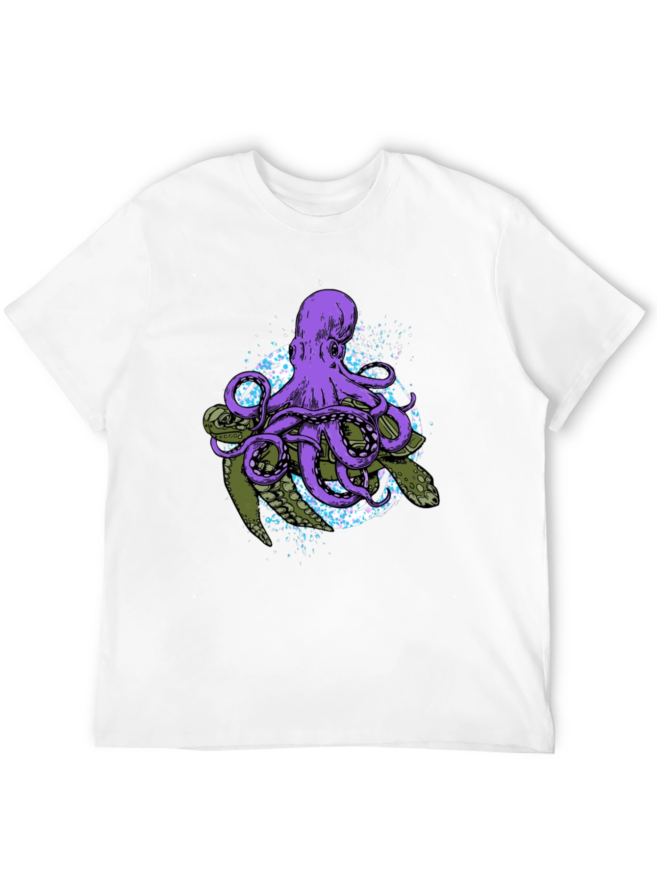 Octopus & Turtle Graphic Print Black T-Shirt
