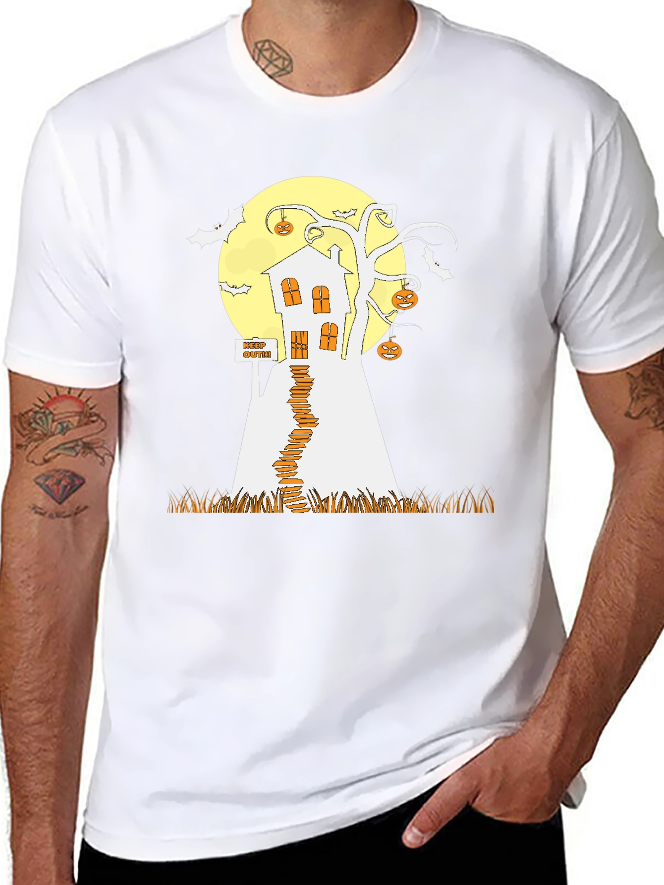 Spooky Halloween T-Shirt: Haunted House Design