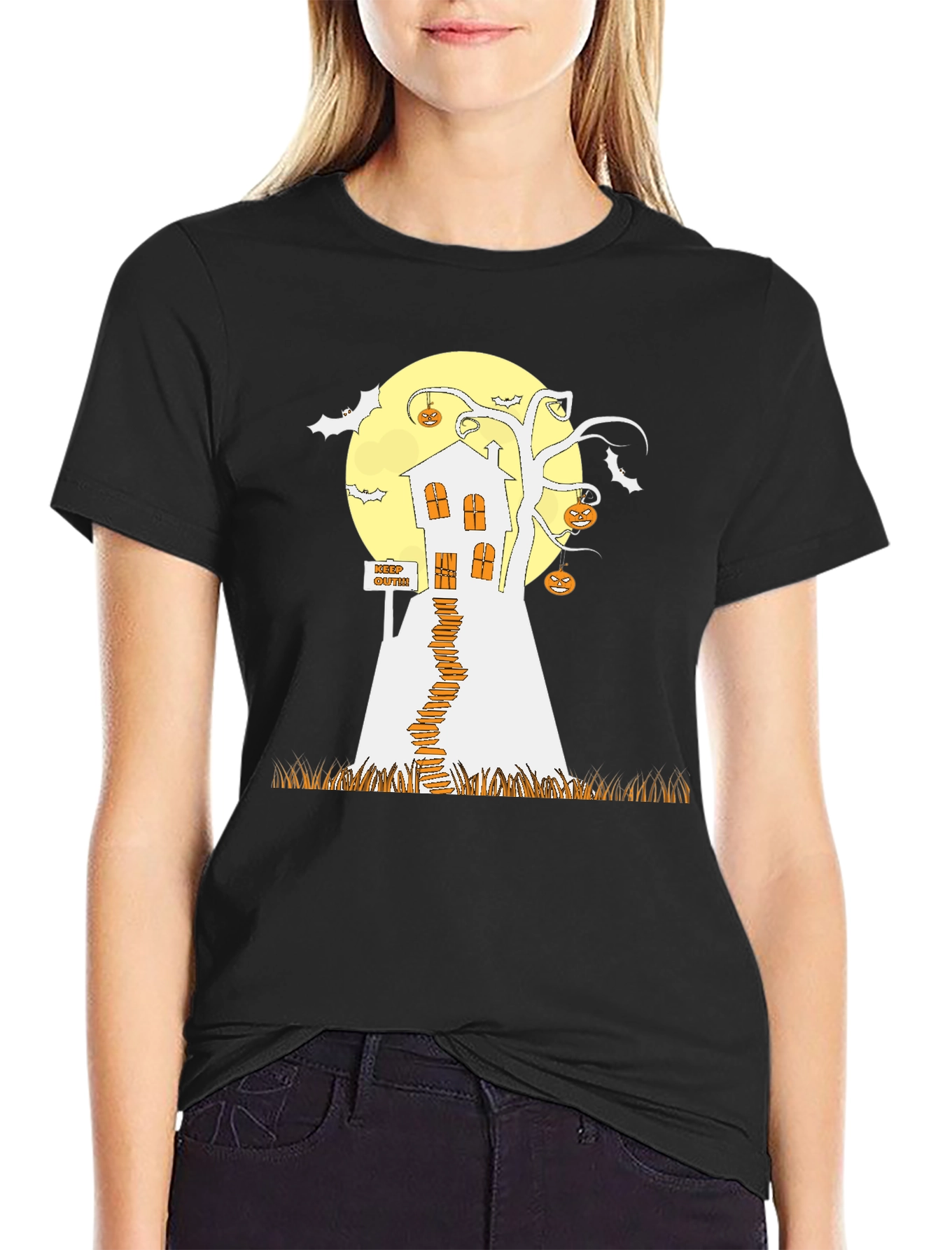 Spooky Halloween T-Shirt: Haunted House Design