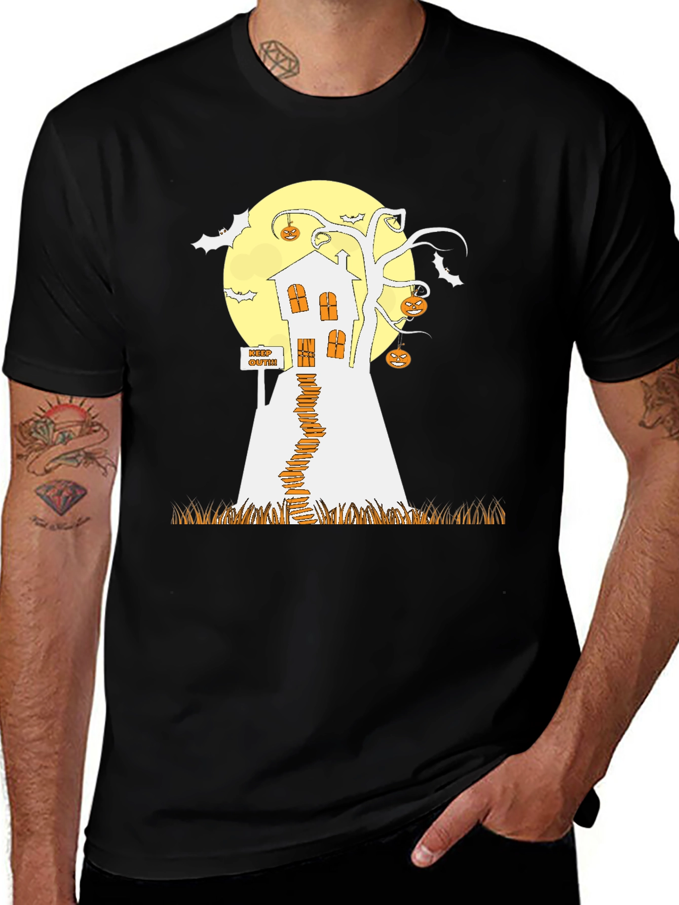 Spooky Halloween T-Shirt: Haunted House Design