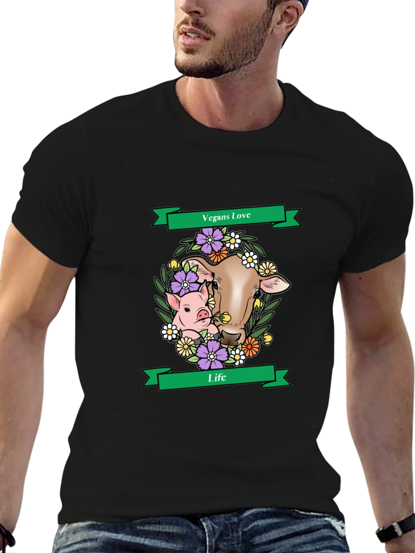 Vegans Love Life T-Shirt - Animal Rights Tee