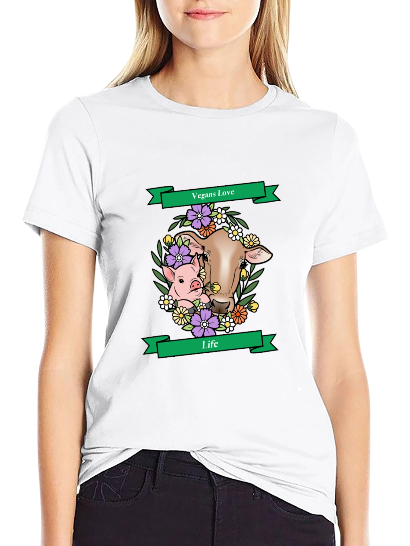 Vegans Love Life T-Shirt - Animal Rights Tee