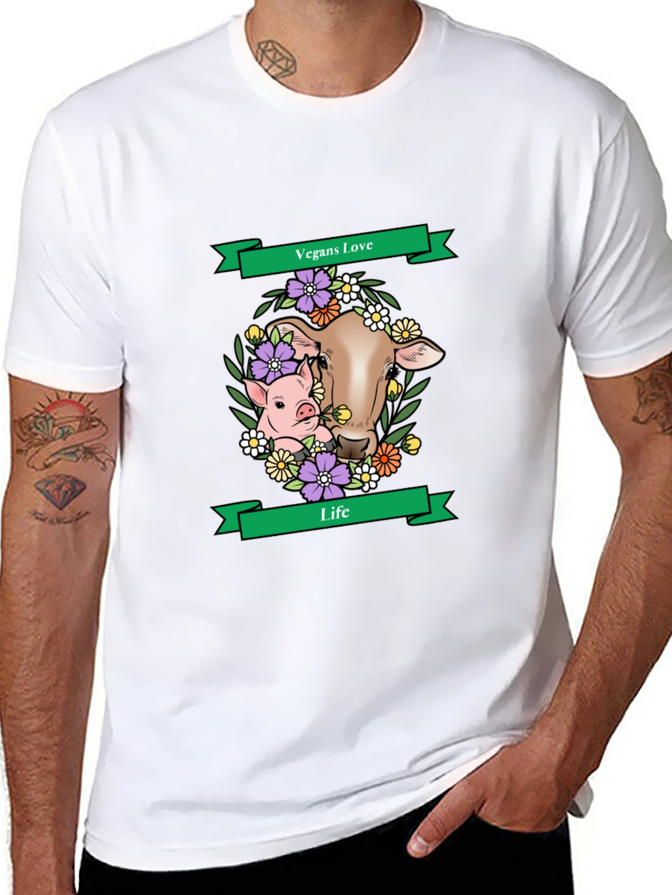 Vegans Love Life T-Shirt - Animal Rights Tee