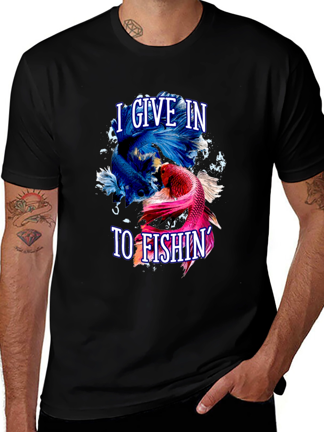 I Give In To Fishing Betta Fish Graphic T-Shirt
