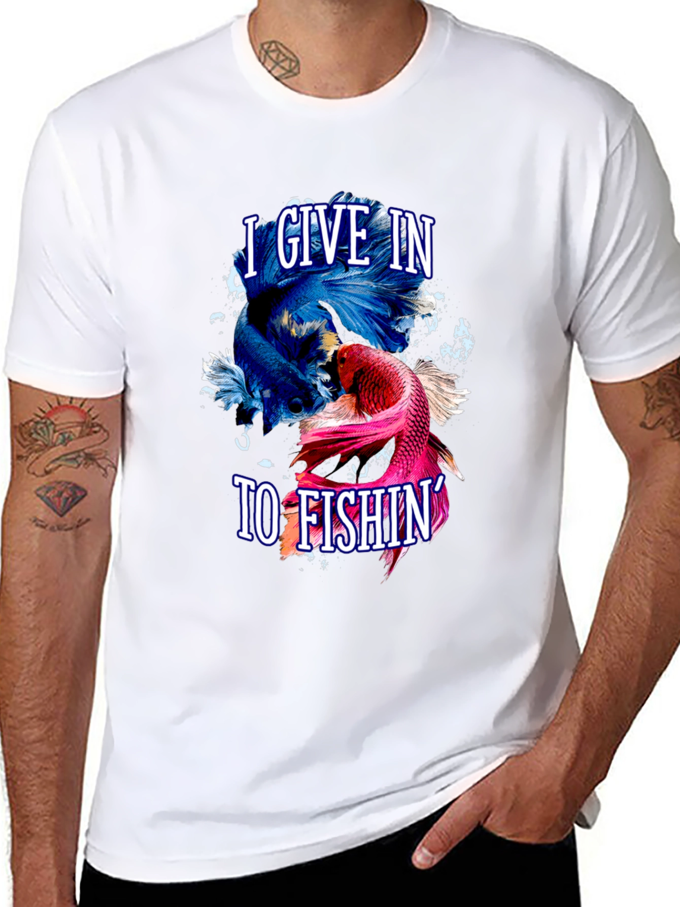 I Give In To Fishing Betta Fish Graphic T-Shirt