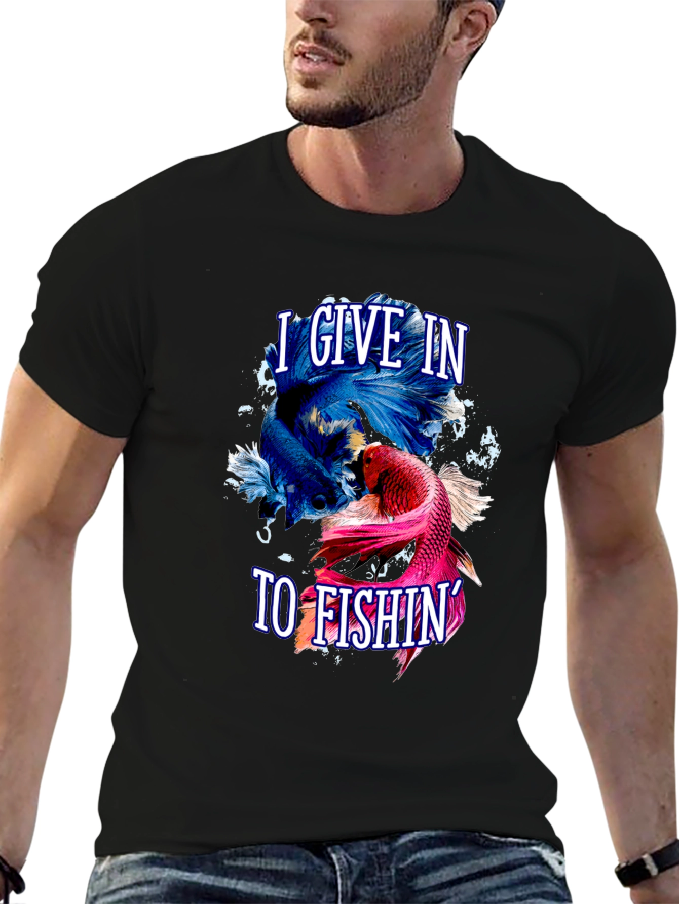 I Give In To Fishing Betta Fish Graphic T-Shirt