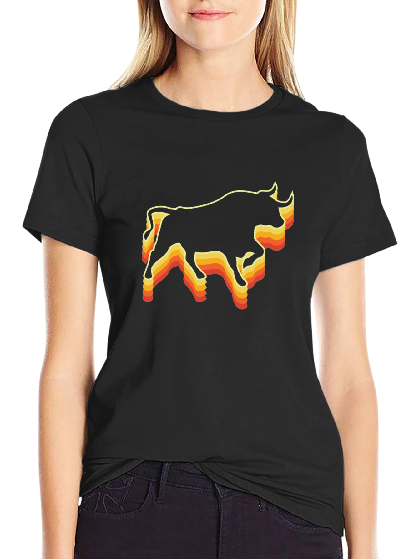 Retro Bull Graphic Tee - Black T-Shirt