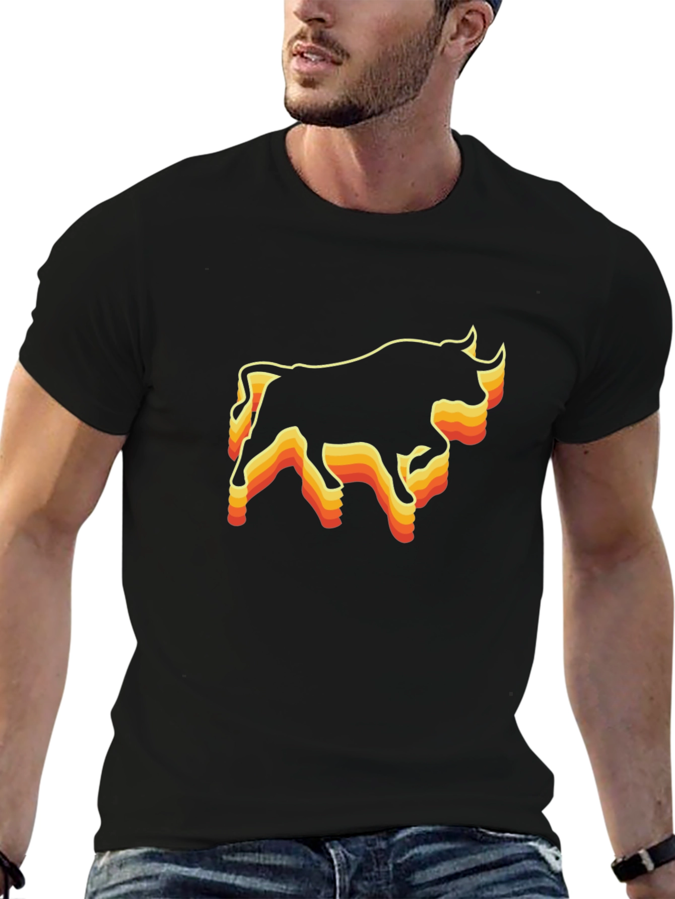 Retro Bull Graphic Tee - Black T-Shirt