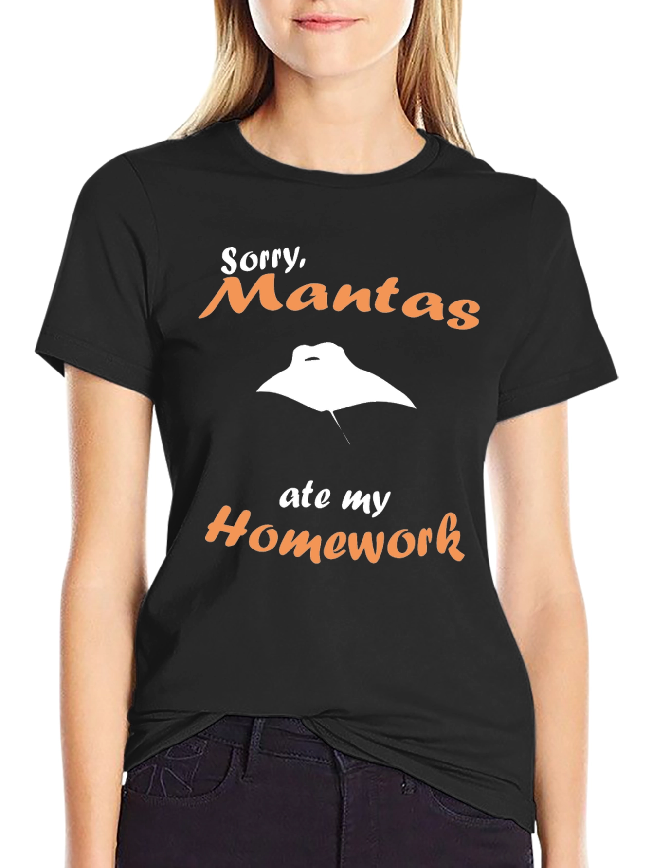 Sorry Mantas Ate My Homework Graphic T-Shirt