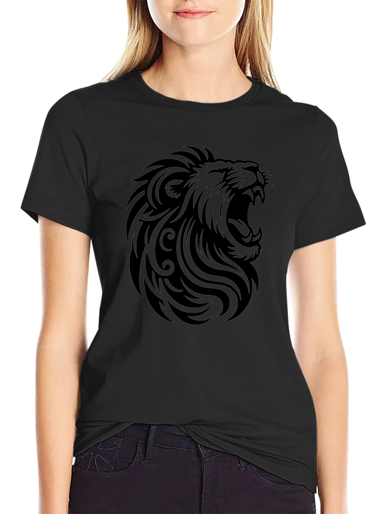 Roaring Lion Graphic Print Black T-Shirt