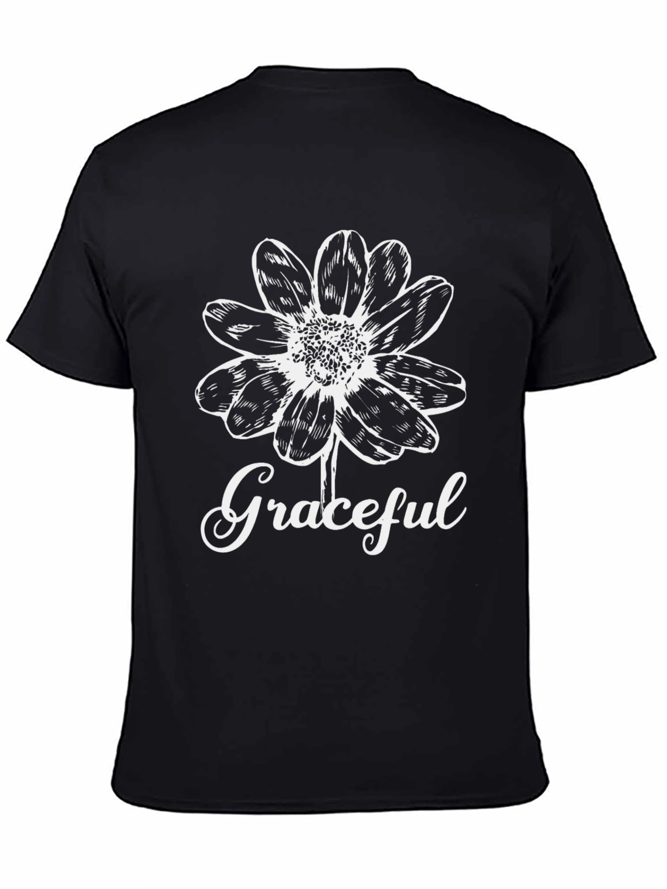 Graceful Flower Graphic Tee - Black