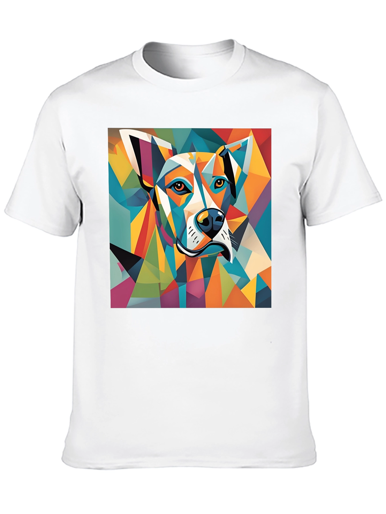 Geometric Dog Graphic Tee - Modern Art Style Shirt