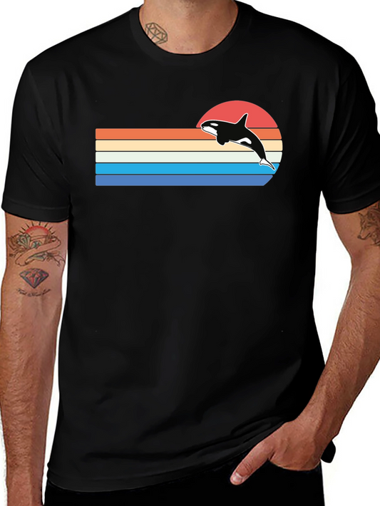 Retro Orca Sunset T-Shirt - Black