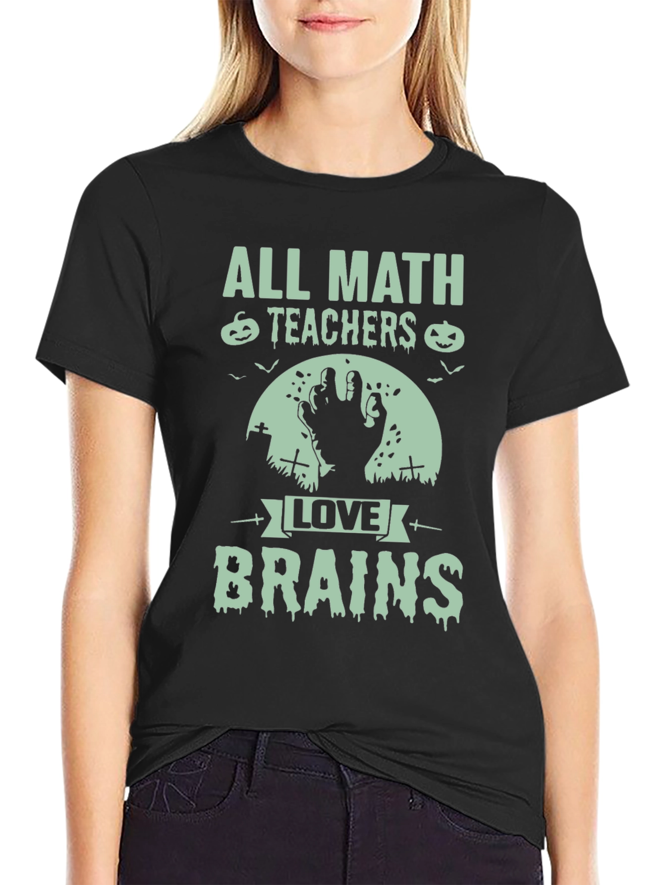 Halloween Math Teacher T-Shirt - Love Brains