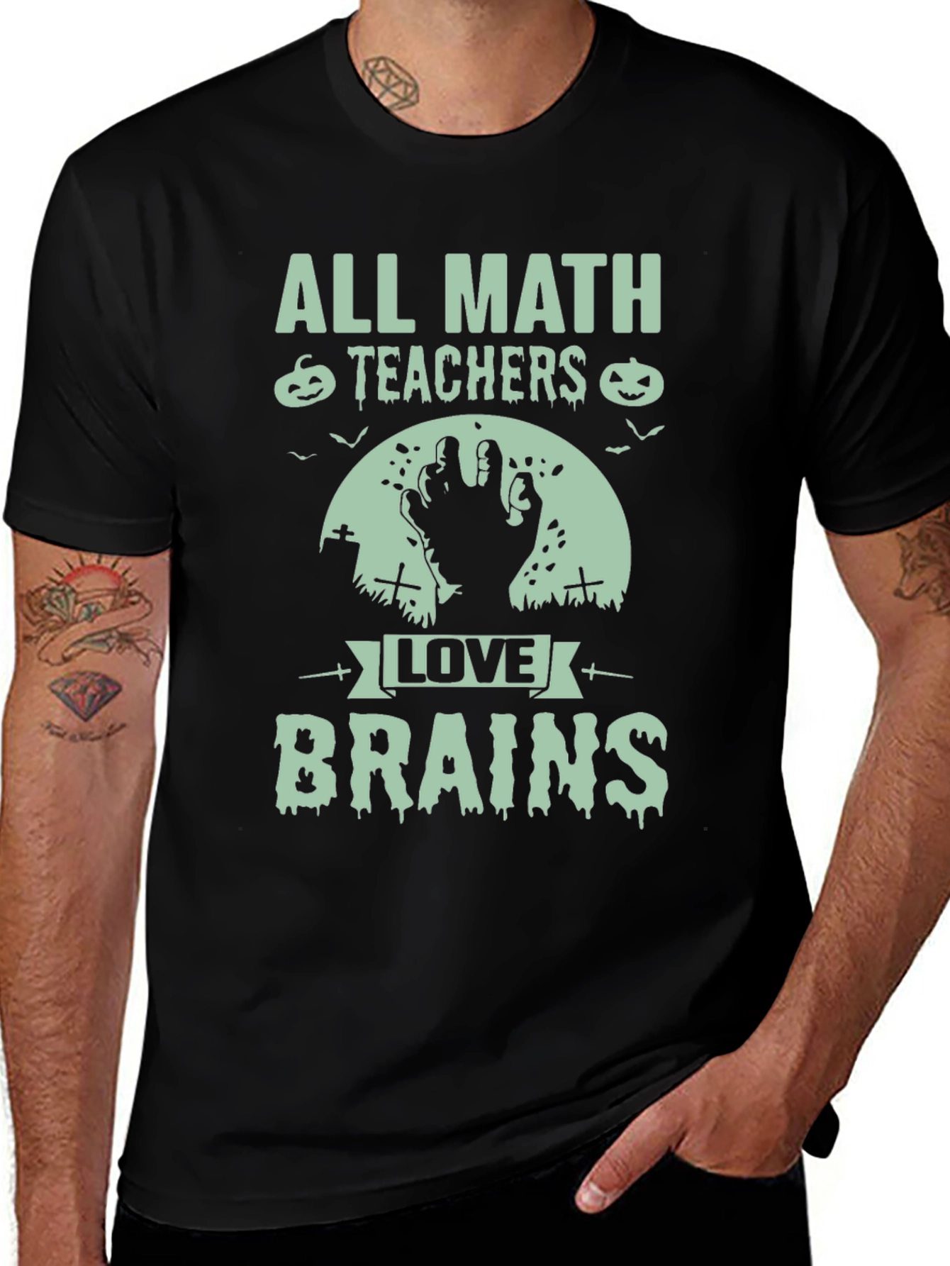 Halloween Math Teacher T-Shirt - Love Brains