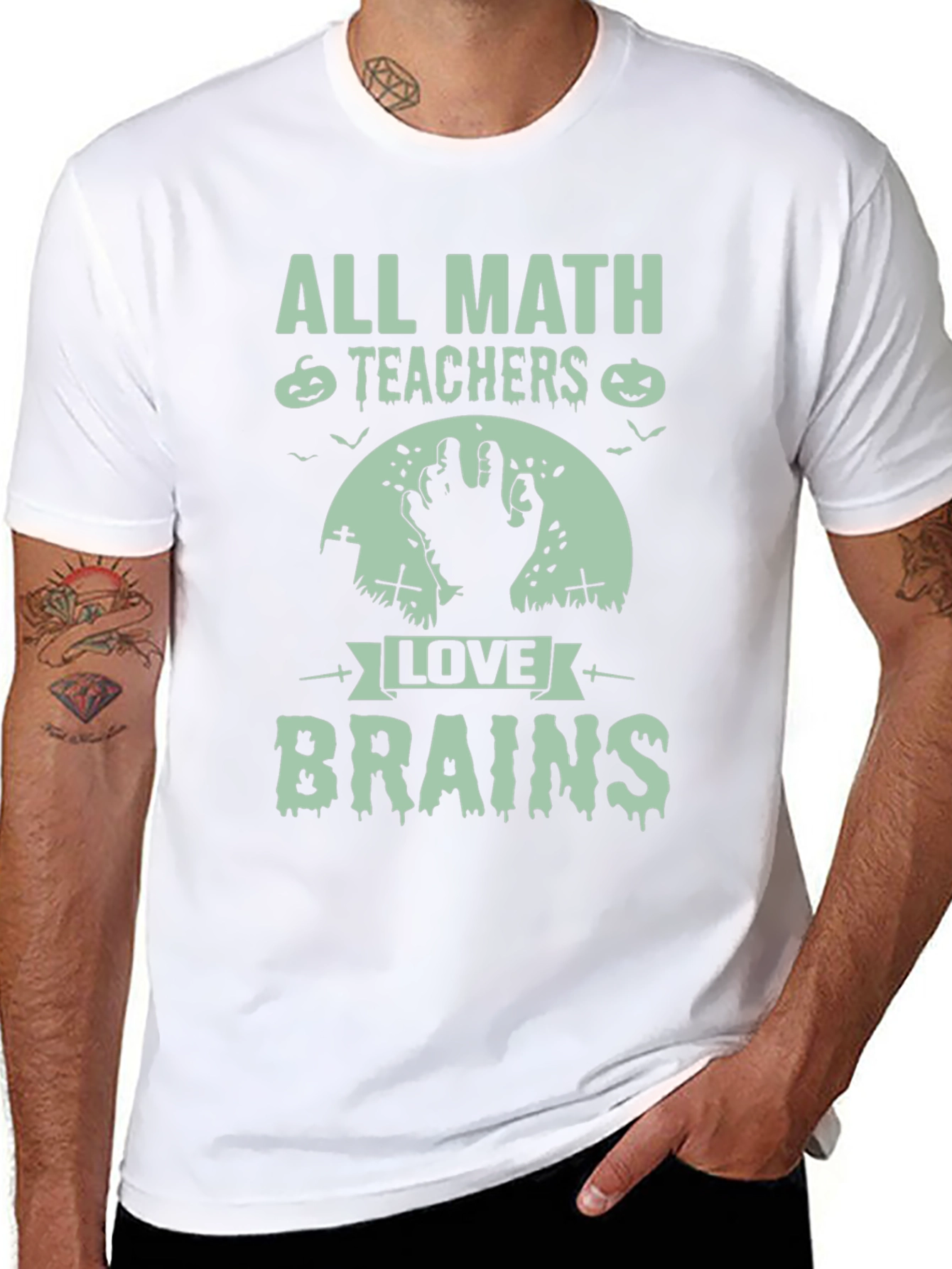 Halloween Math Teacher T-Shirt - Love Brains