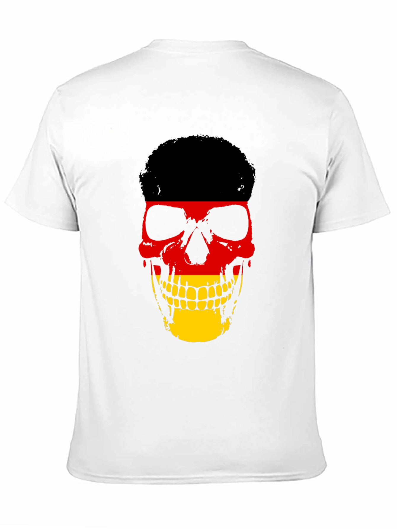 German Flag Skull Graphic Tee - Black Cotton T-Shirt