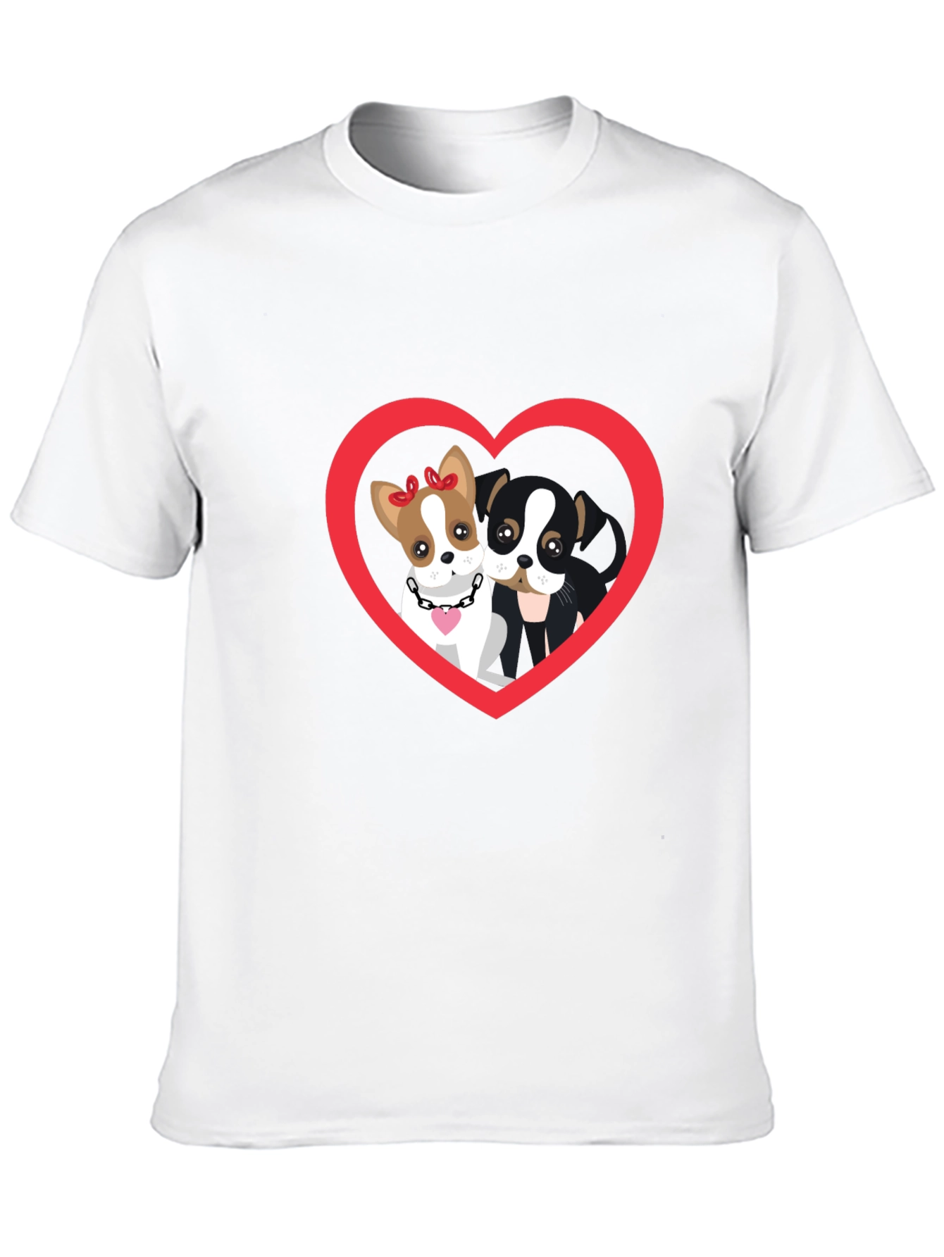 Dog Lovers Heart Graphic Tee - Black Cotton T-Shirt