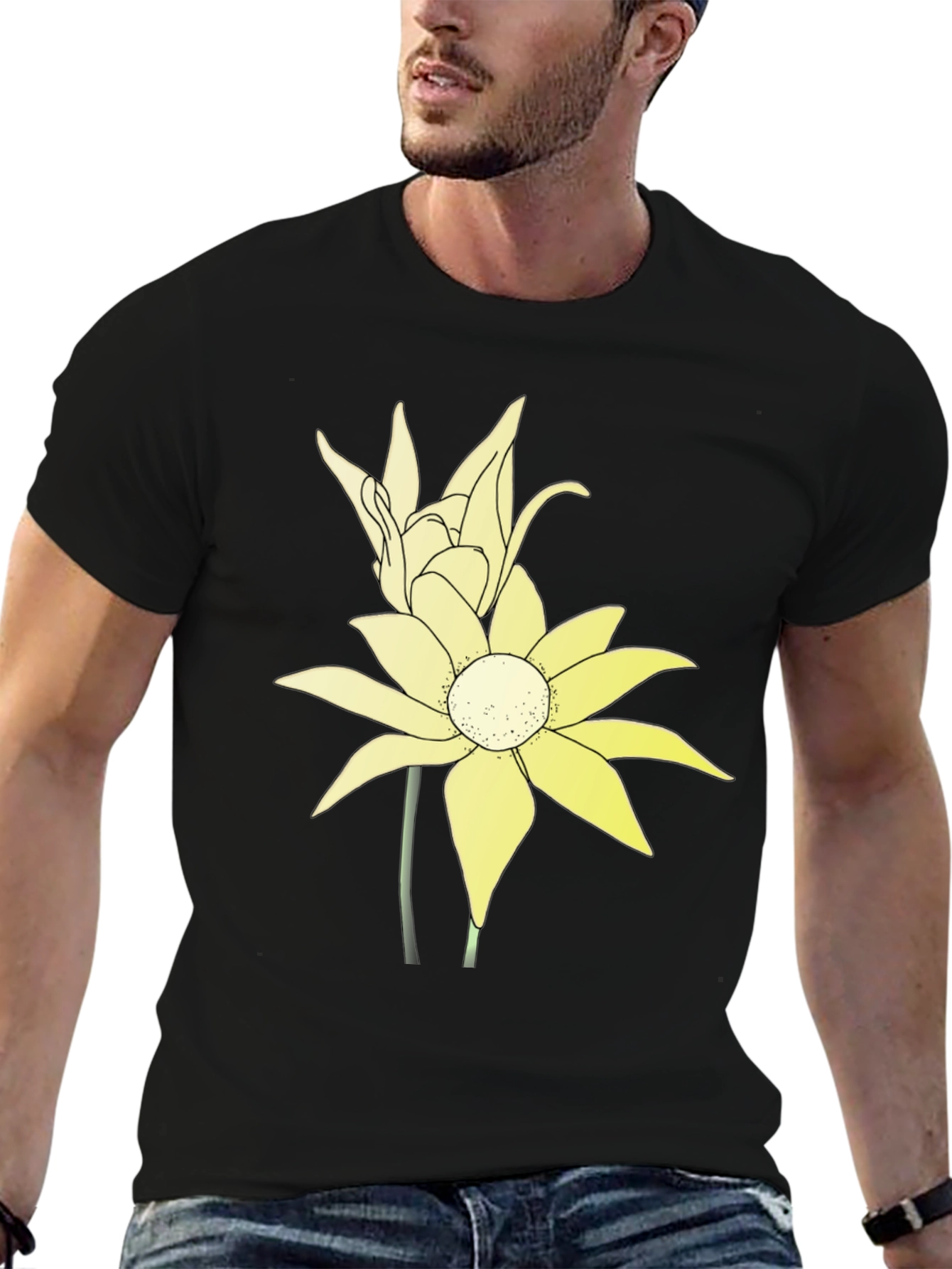 Floral Graphic Tee - Black Cotton Blend