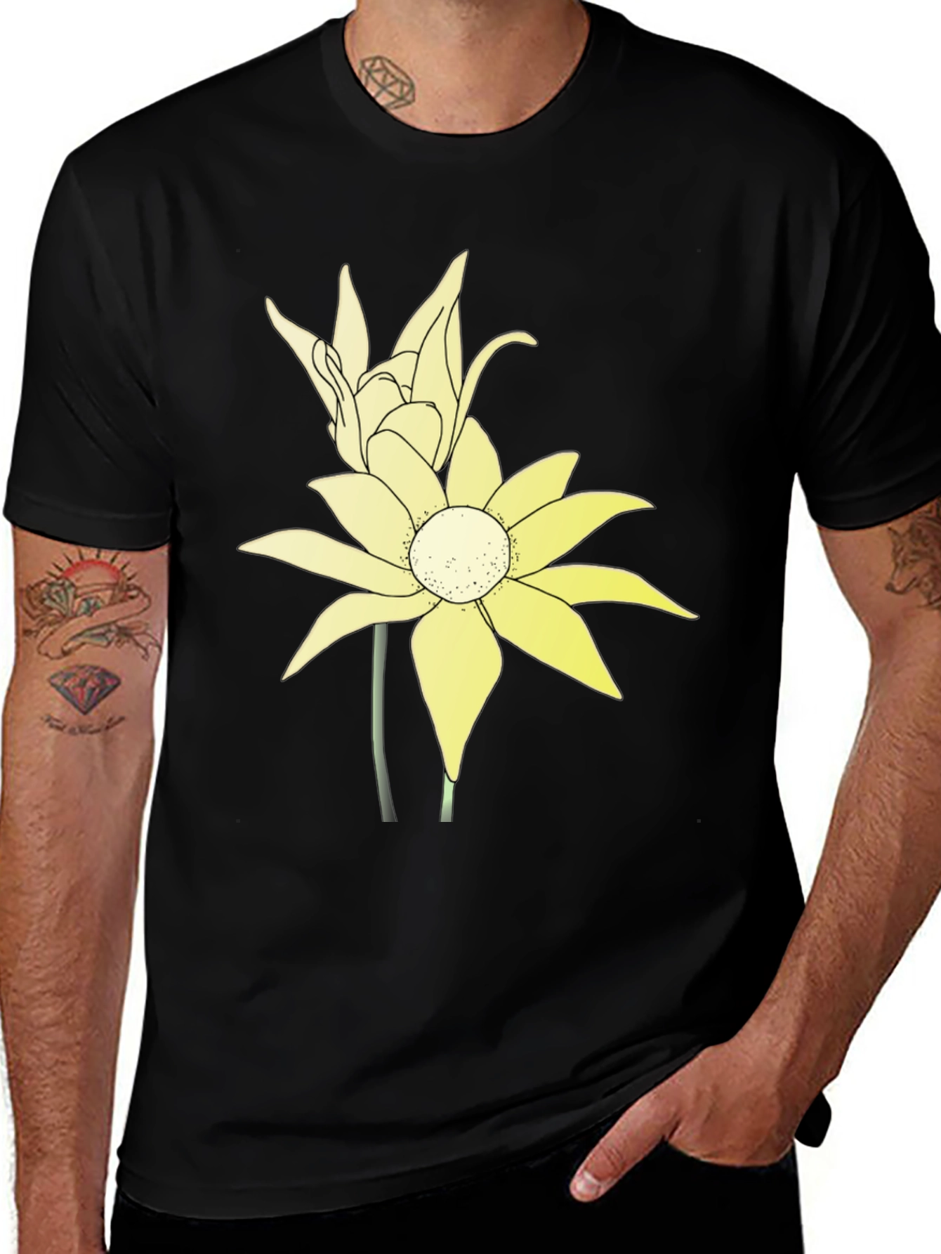 Floral Graphic Tee - Black Cotton Blend