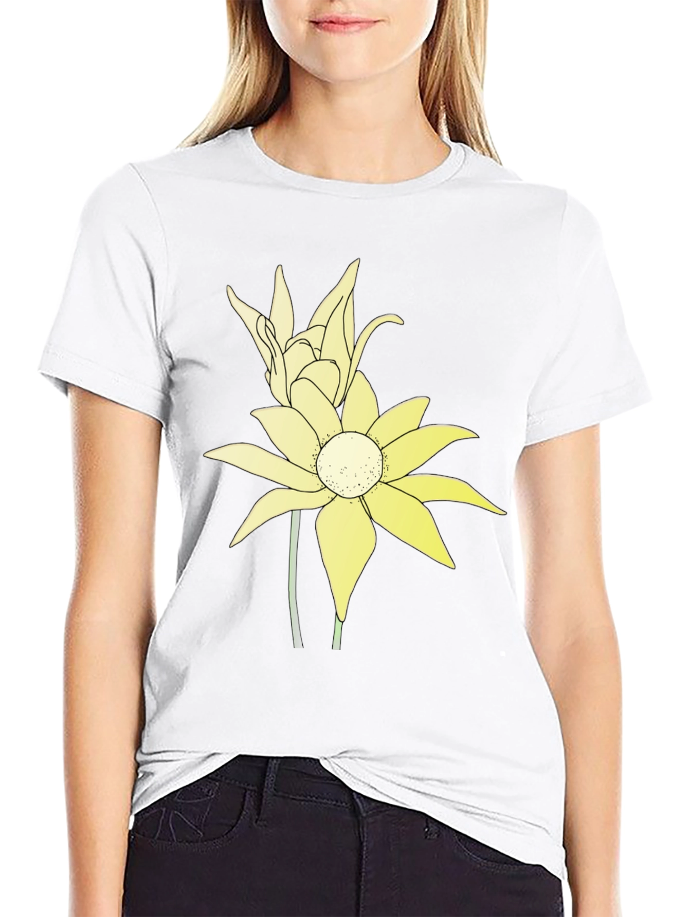 Floral Graphic Tee - Black Cotton Blend