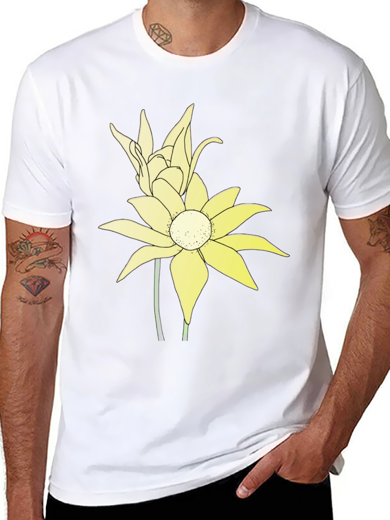 Floral Graphic Tee - Black Cotton Blend