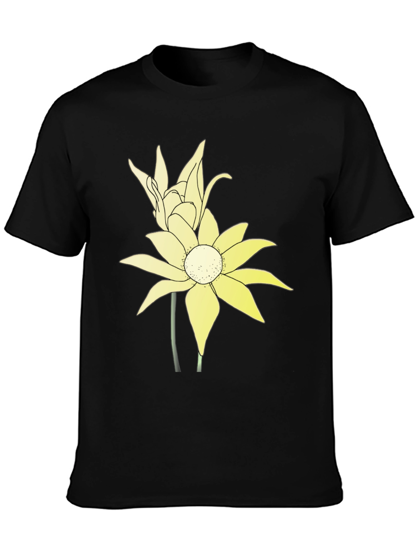 Floral Graphic Tee - Black Cotton Blend