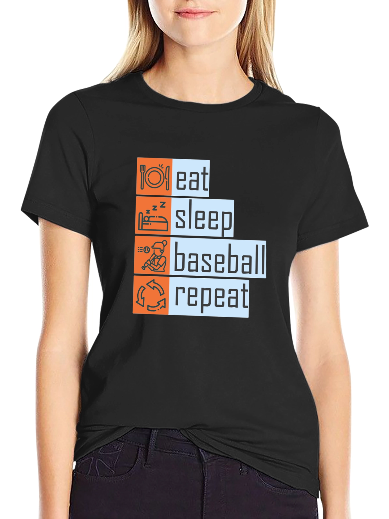Eat Sleep Baseball Repeat Graphic Tee