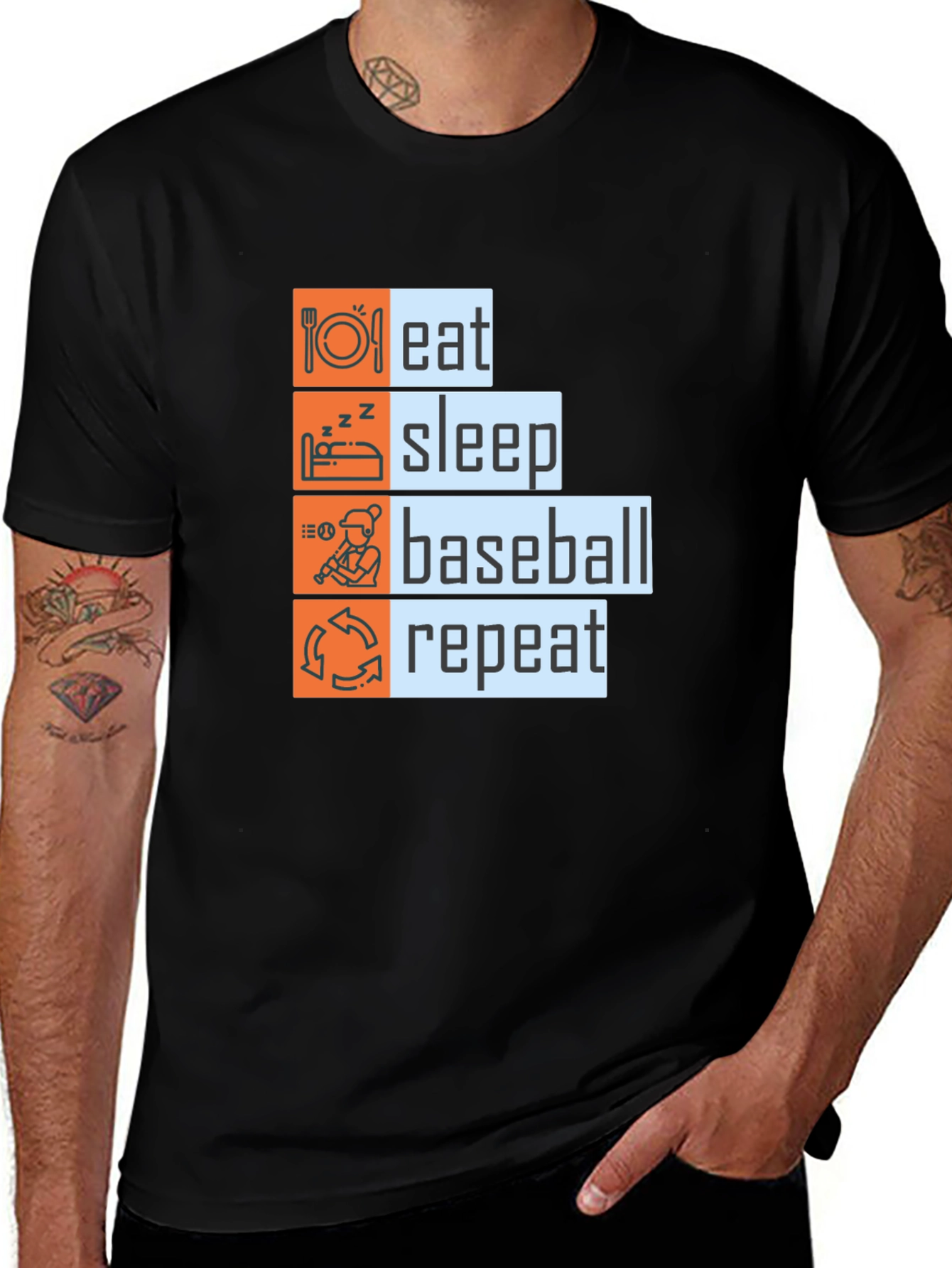 Eat Sleep Baseball Repeat Graphic Tee