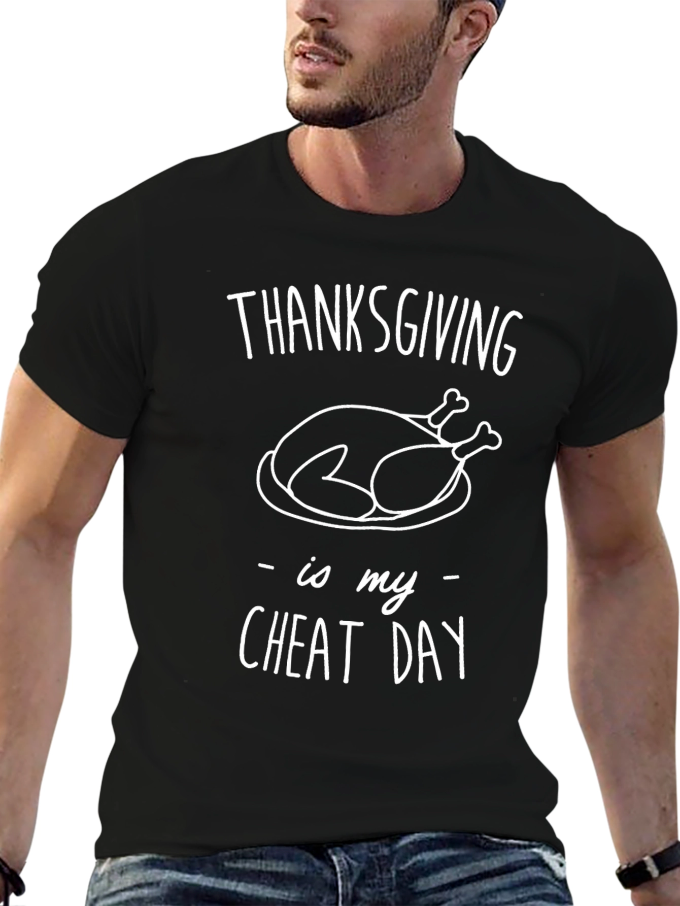 Thanksgiving Cheat Day Graphic Tee - Black