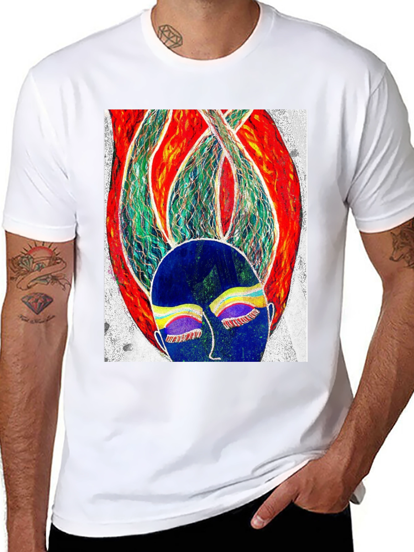 Abstract Face Graphic Tee - Modern Art T-Shirt