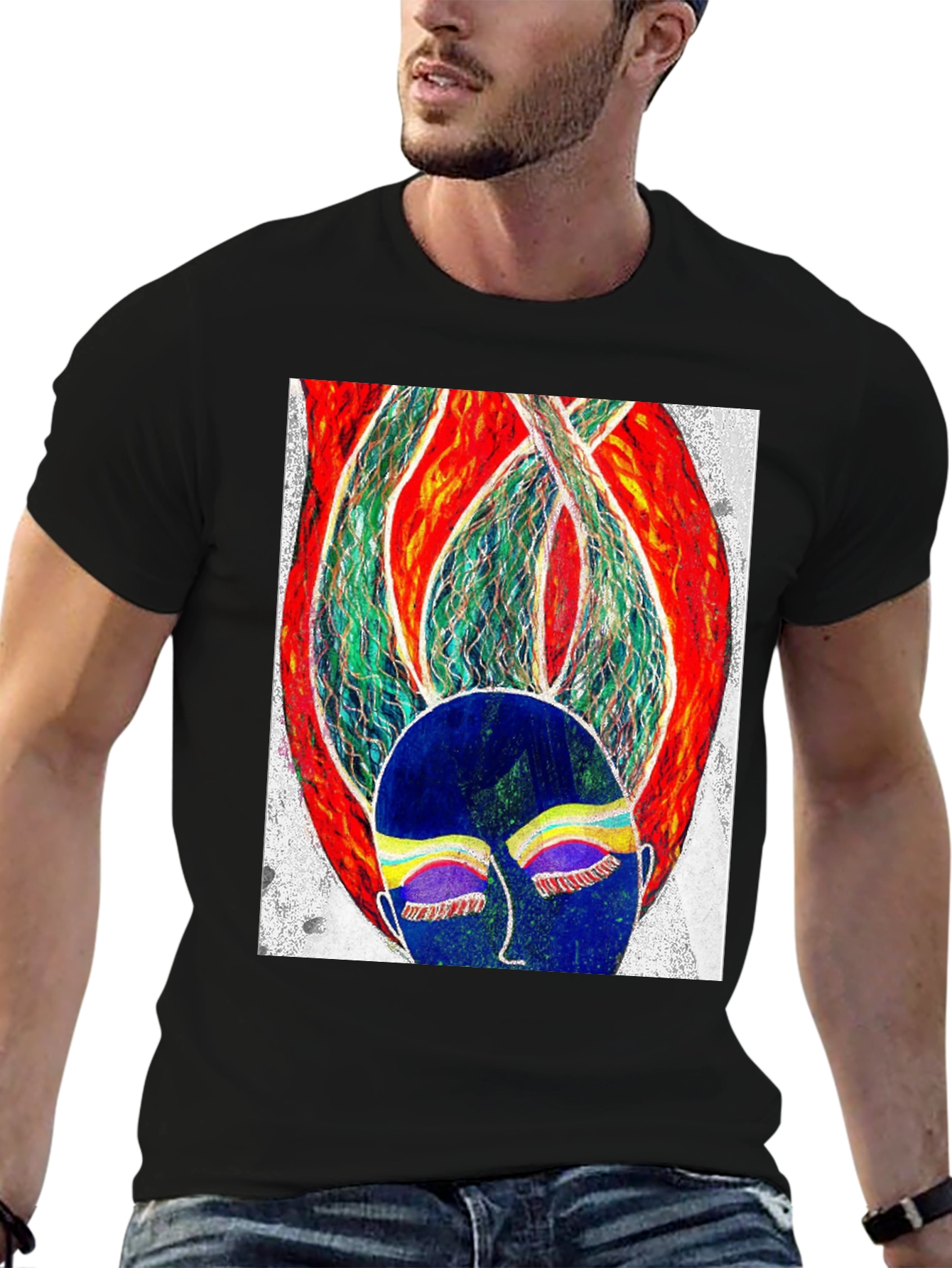 Abstract Face Graphic Tee - Modern Art T-Shirt