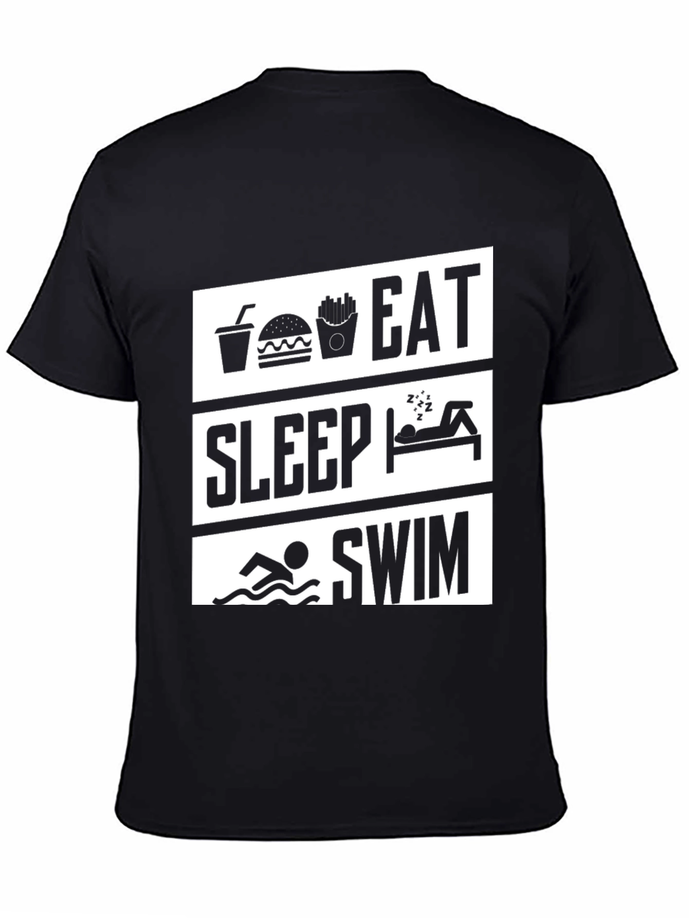 Eat Sleep Swim Graphic Tee - Black Cotton T-Shirt