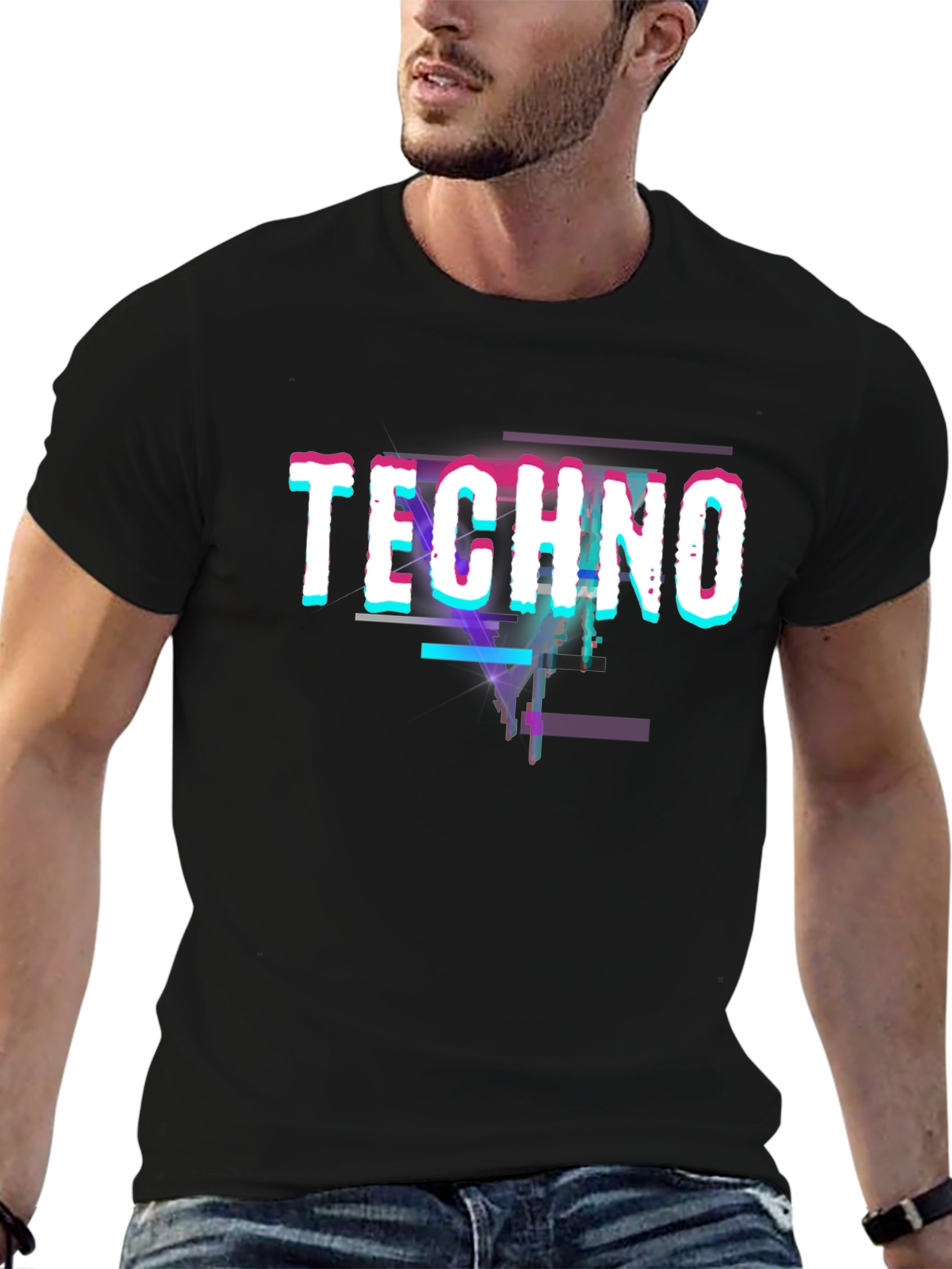Techno Glitch Black T-Shirt