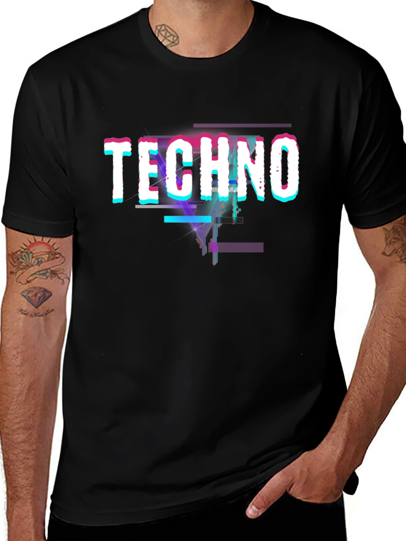 Techno Glitch Black T-Shirt