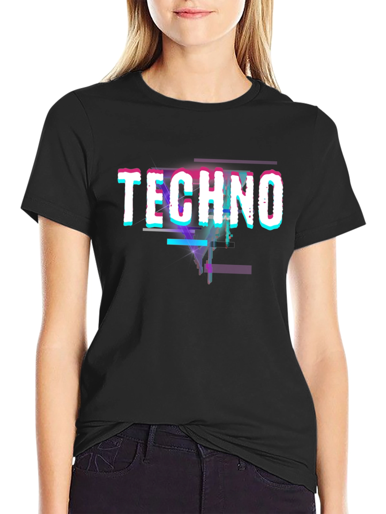 Techno Glitch Black T-Shirt
