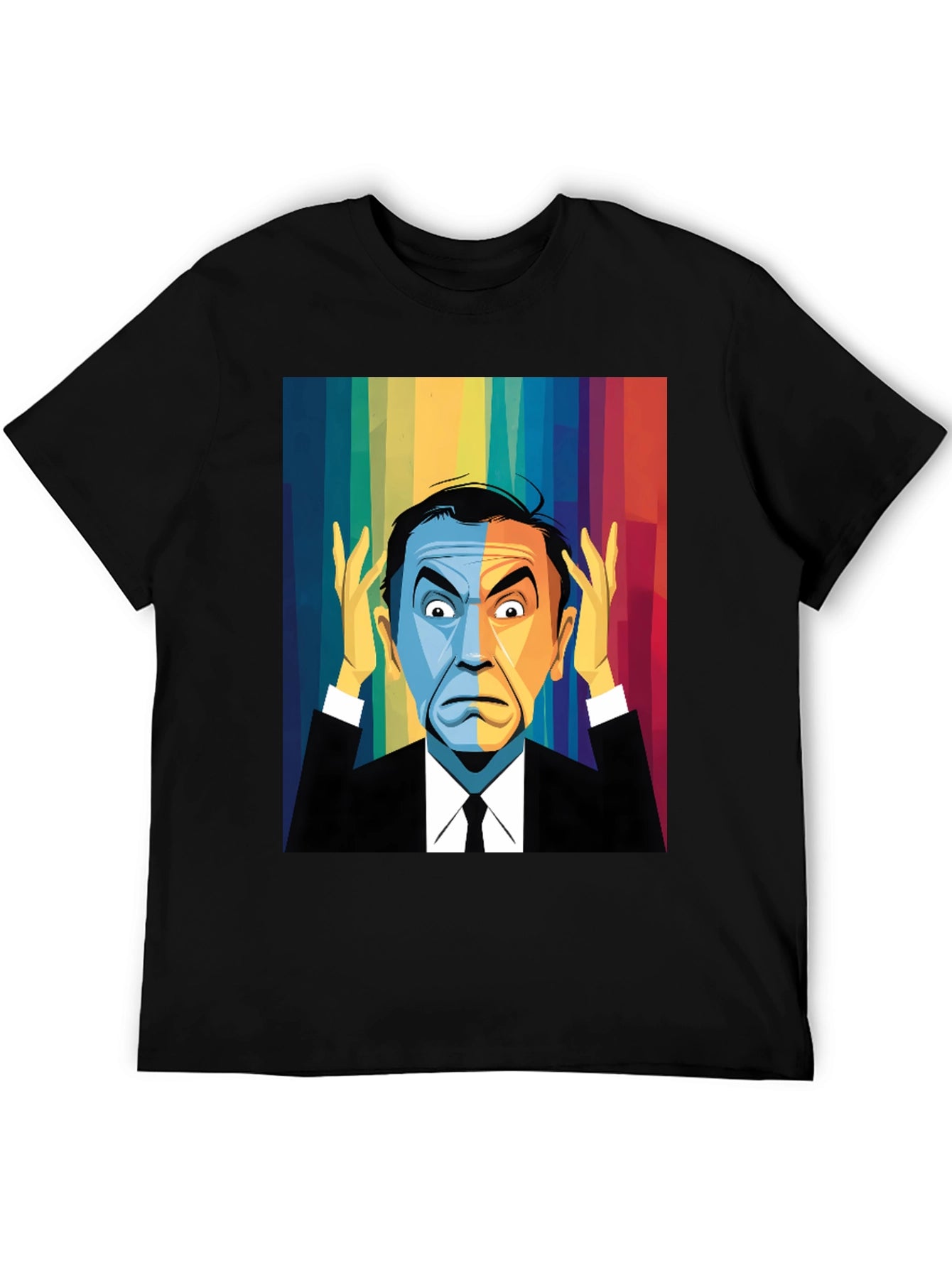 Pop Art Rainbow Portrait Black T-Shirt