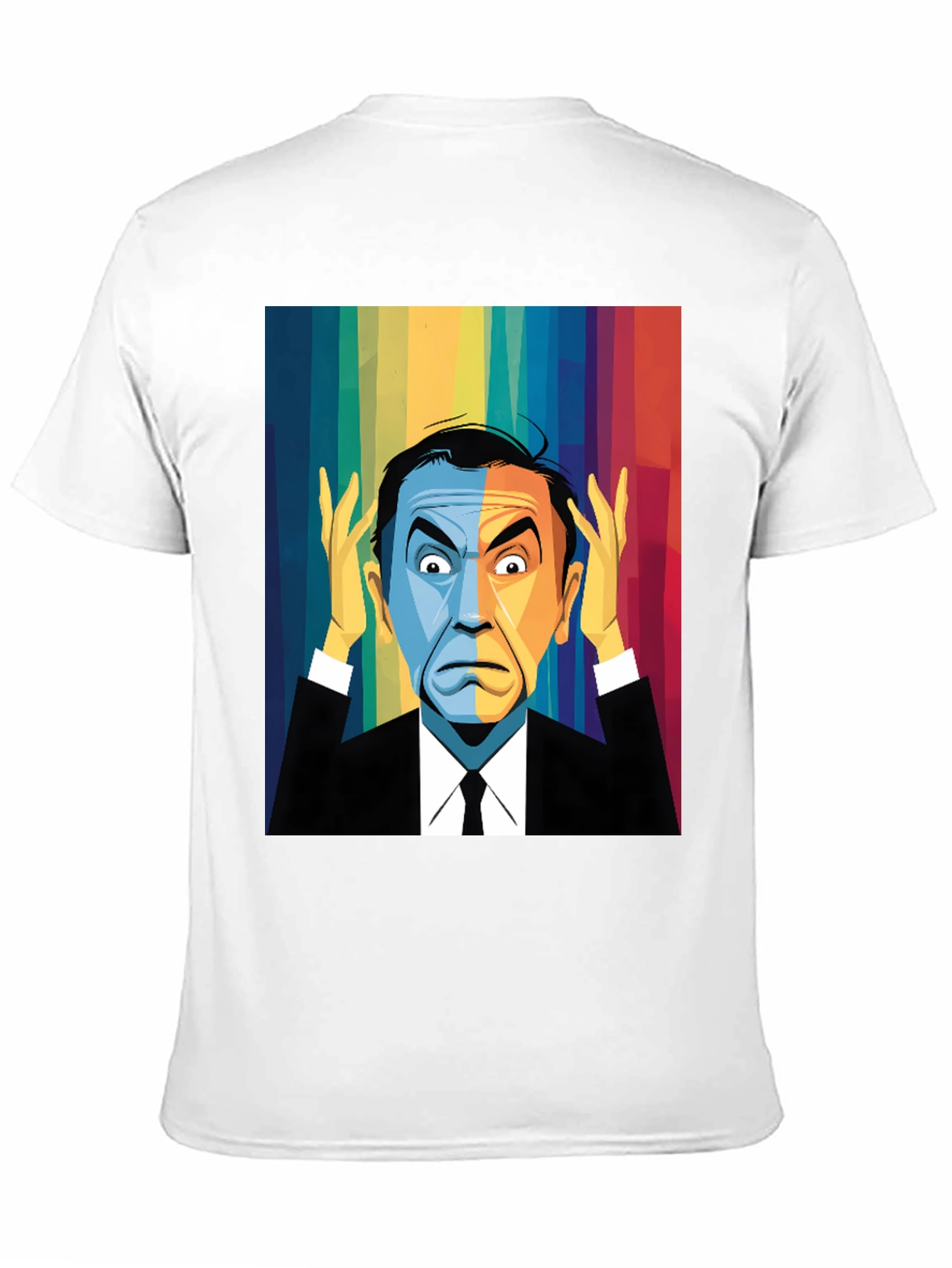Pop Art Rainbow Portrait Black T-Shirt