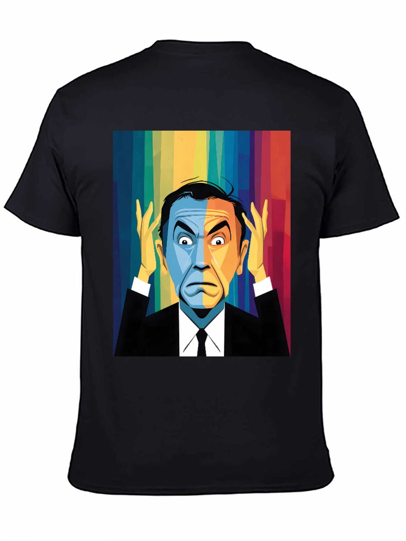 Pop Art Rainbow Portrait Black T-Shirt