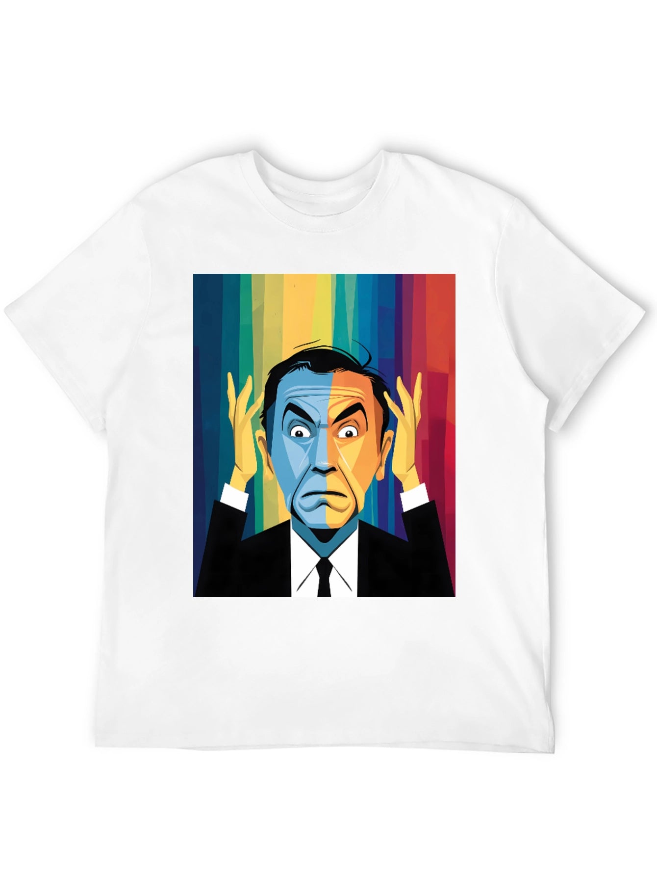 Pop Art Rainbow Portrait Black T-Shirt